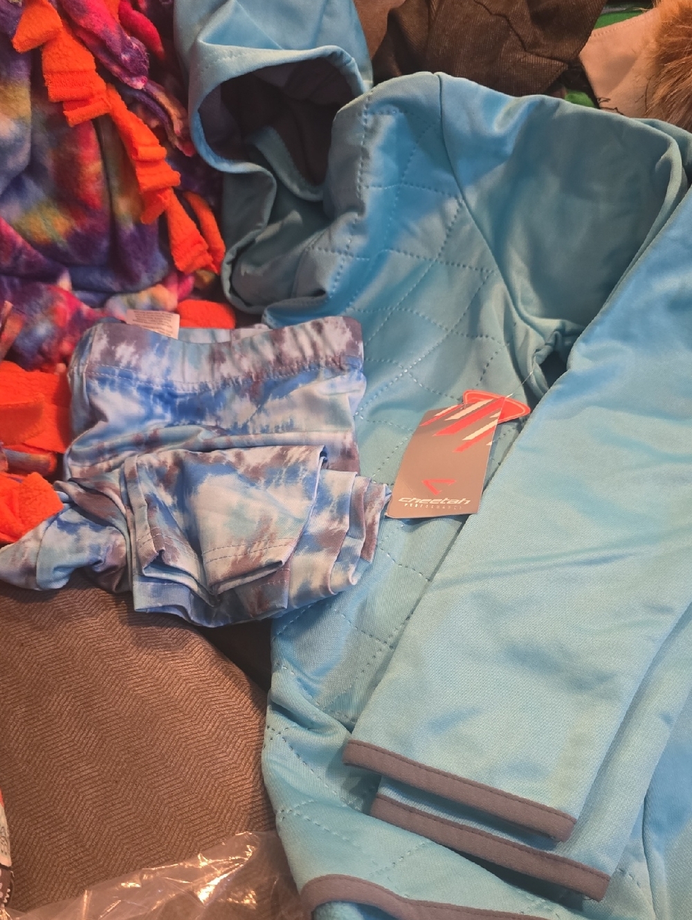 Light Blue Kids Matching Set with Tie-Dye Shorts -